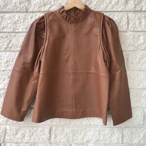 Sea New York Lora leather blouse sz8 in caramel